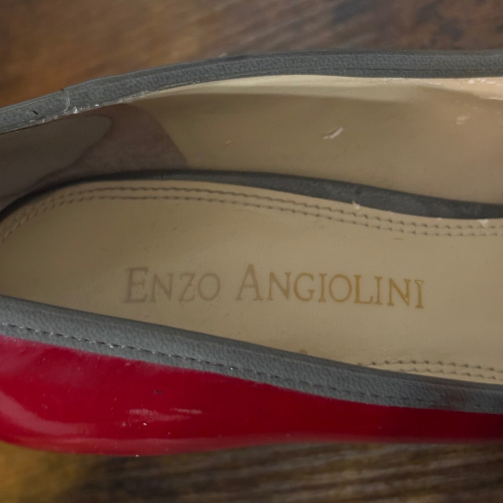 Enzo Angioloini Red Patent Leather Pointed Stiletto 3-inch Heel Gray‎ Bow (5.5) - Picture 10 of 12